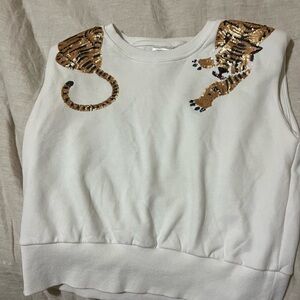 Shoulder-padded tiger tank top